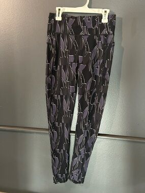 Sweaty Betty Black Leggings with Purple Geo Accents